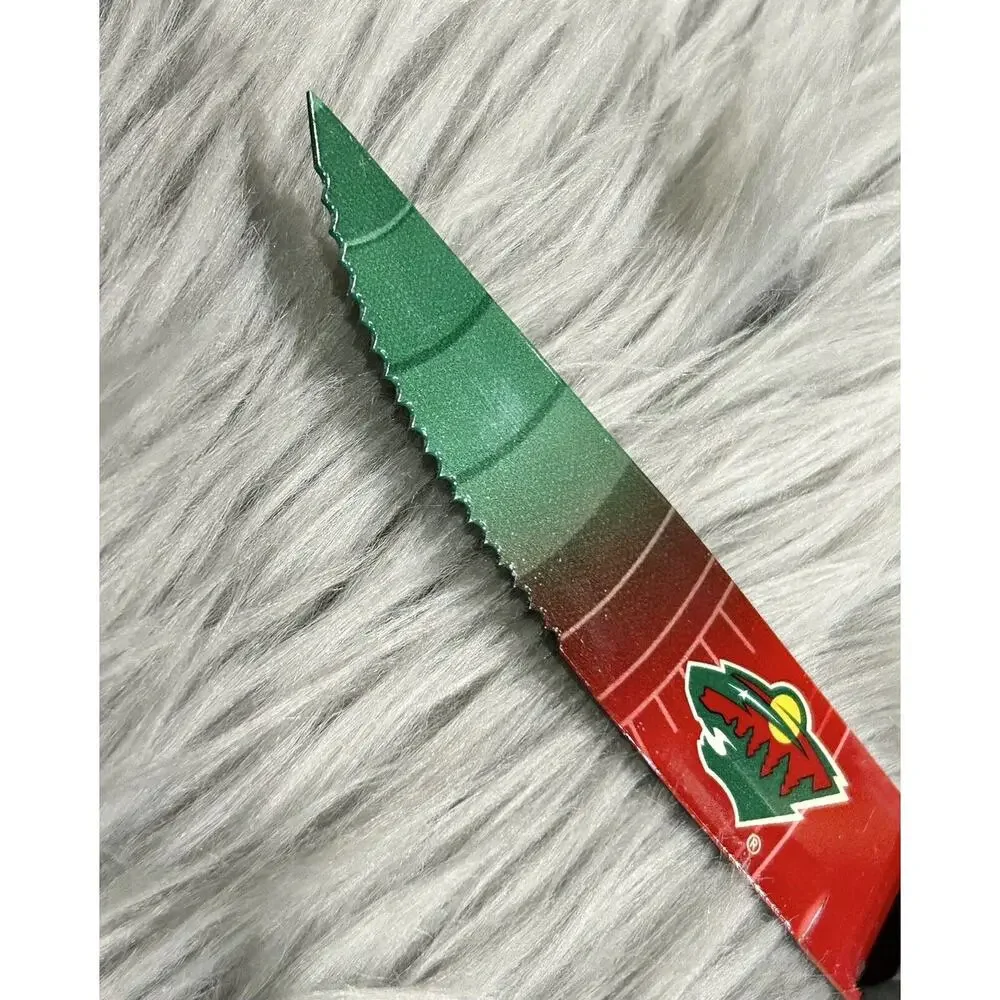 NHL Minnesota Wild Double Sided Logo Print Steak Knife 4pc Household Cutlery Set